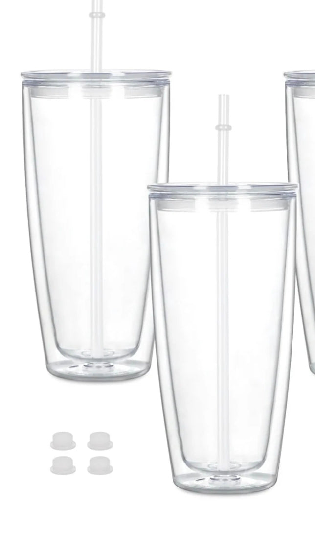 Tumbler acrylique à globe de neige de 24 oz