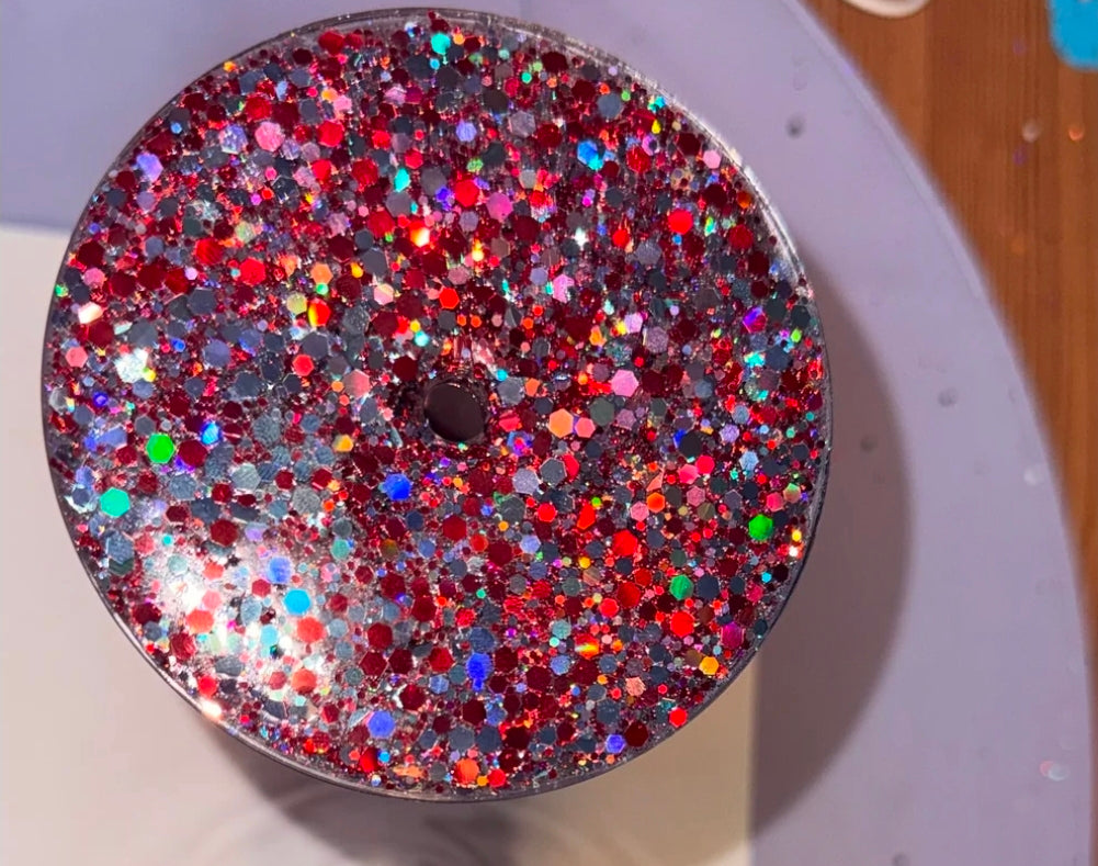Résine et couvercle de glitter